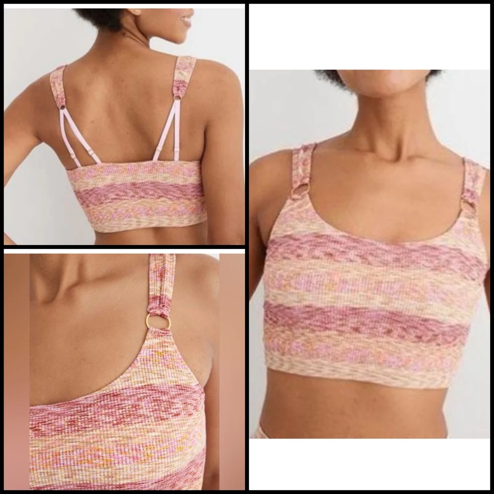 Aerie Ribbed Rings Multicolor Striped Women's Bralette NWT